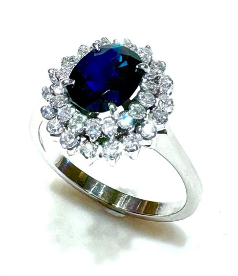 Ring Sommer Woman Kate in White Gold Zaffiro 1.78 Ct ZAF DIA 8/8 CT 0.33 - ZAF DIA 8/8 CT 0.33